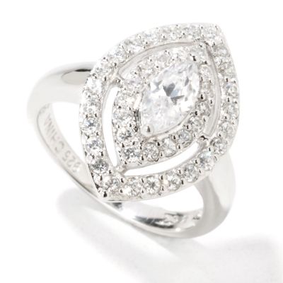 Sterling Silver Marquise & Round Cut Brilliante Ring
