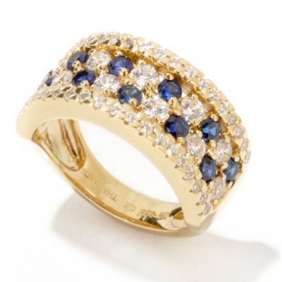 Sterling Silver / 18K Vermeil White Brilliante & Blue Sapphire Ring
