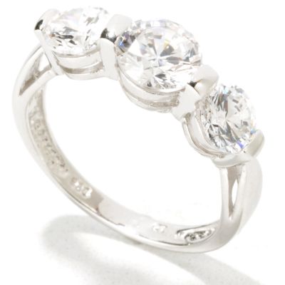 Sterling Silver Round Cut Brilliante Three-Stone Ring