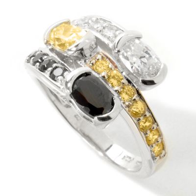 Sterling Silver Black, Canary & White Brilliante Ring