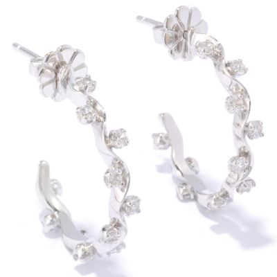J315362 -  Sterling Silver / Platinum or 18K Vermeil Brilliante Ribbon Hoop Earrings