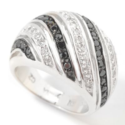 Sterling Silver Black & White Brilliante Dome Ring