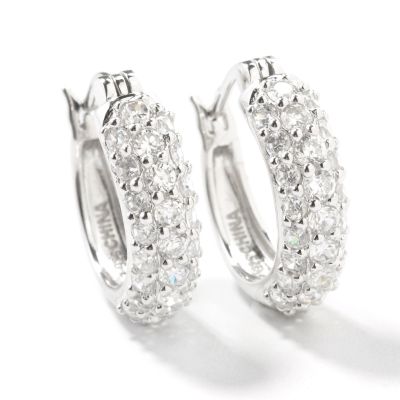 Sterling Silver Brilliante Pave Hoop Earrings