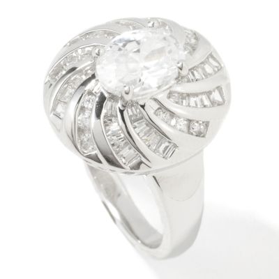 Sterling Silver Oval Cut Brilliante Swirl Ring