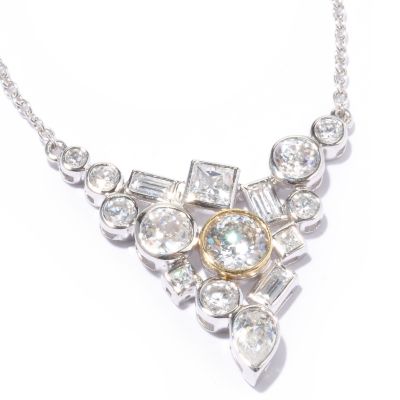 Sterling Silver / Platinum & 18K 18" Brilliante Multi-Shape Necklace
