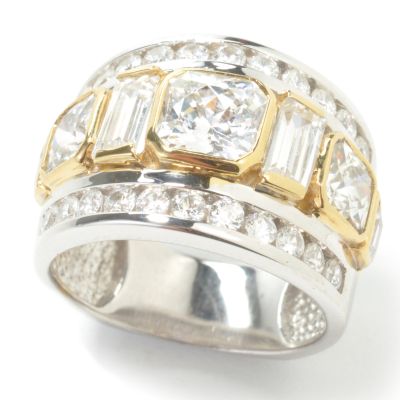 J315411 - Sterling Silver / Platinum & 18K Vermeil Venetian Princess Brilliante Ring