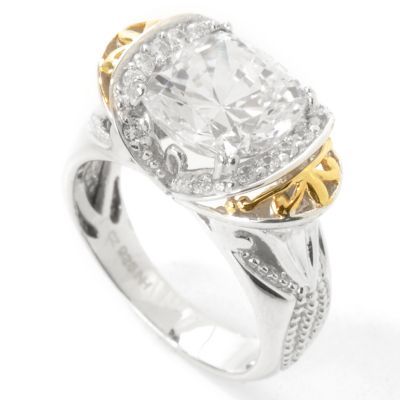 Sterling Silver / Platinum & 18K Vermeil Cushion Cut Brilliante Ring