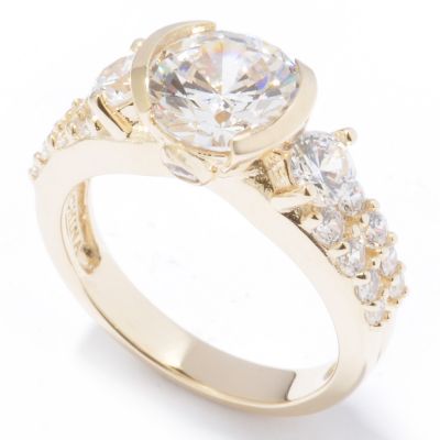Sterling Silver / Vermeil or Rhodium Brilliante Partial Bezel Set Ring