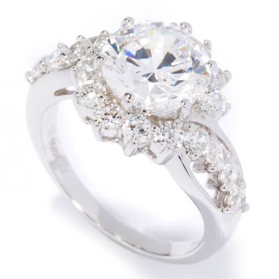 Sterling Silver Round Cut Brilliante Prong Set Ring