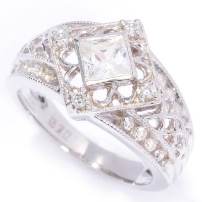 Sterling Silver Princess Cut Brilliante Lace Filigree Ring