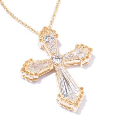 Sterling Silver / 18K Vermeil Brilliante Large Cross Pendant / Chain