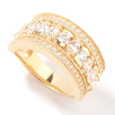 Sterling Silver / Vermeil or Rhodium Brilliante Three-Row Band Ring