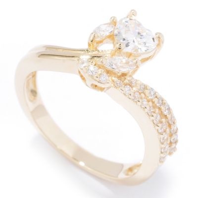 Sterling Silver / Vermeil or Rhodium Brilliante Heart Flower Ring