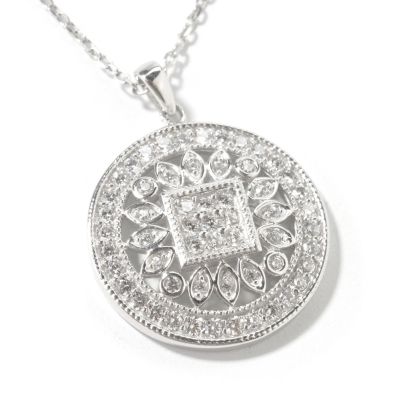 Sterling Silver Round Cut Brilliante Medallion Pendant w/ Chain