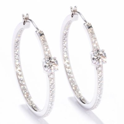 Sterling Silver Brilliante Round Detail Hoop Earrings