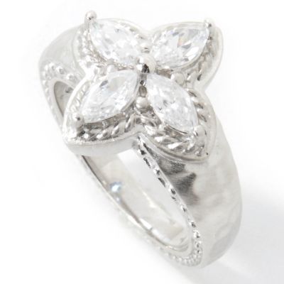 Sterling Silver Brilliante Star Hammered Texture Ring