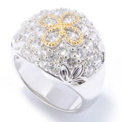 Sterling Silver / Platinum & 18K Vermeil Brilliante Rope Flower Dome Ring