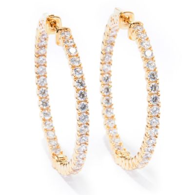 J315960 - Sterling Silver / Platinum or 24K Vermeil Brilliante In-Out Hoop Earrings