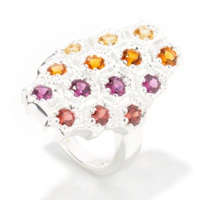 J316028 - Sterling Silver Citrine, Garnet & Rhodolite Ring