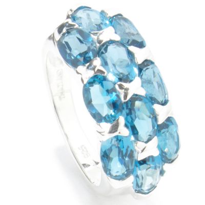 Sterling Silver London Blue Topaz, Garnet or Amethyst Band Ring