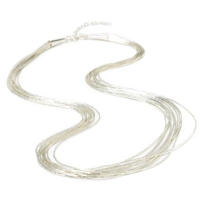 Sterling Silver 28" Liquid Multi-Strand Necklace w/ 2" Extender