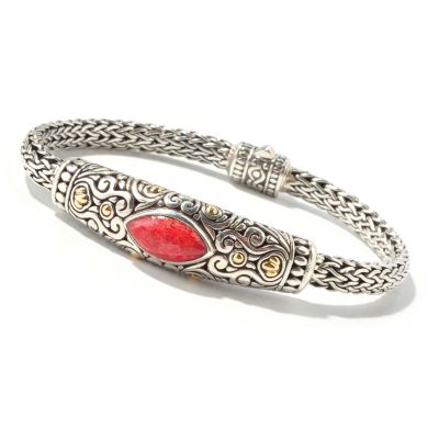 J316056 - Sterling Silver / 18K Gold 7.5" Gemstone Choice Bracelet