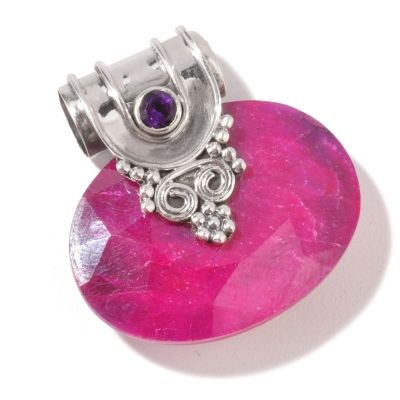 J316093 - Sterling Silver Purple or Pink Sapphire Pendant