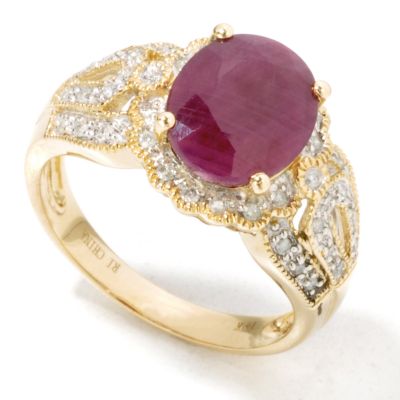 14K Gold Ruby & Diamond Ring