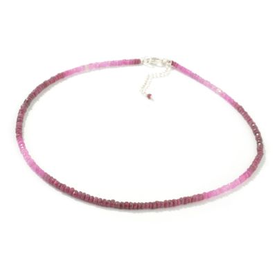 J316132 - Sterling Silver 16" Shaded Ruby Beaded Necklace w/ 2" Extender