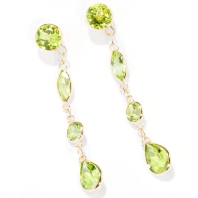 14K Gold Peridot Drop Earrings