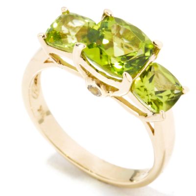 14K Gold Peridot & White Topaz Ring