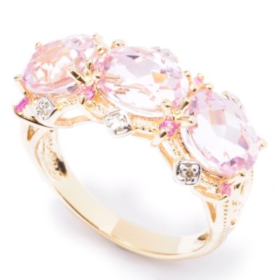 J316199 - 14K Gold Kunzite, Pink Sapphire & Diamond Ring