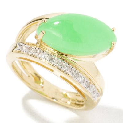J316287 - 14K Gold Green Jade & Diamond Ring