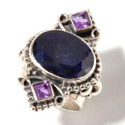 Sterling Silver Emerald, Ruby or Sapphire East West Ring