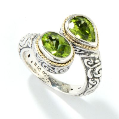 J316417 - Sterling Silver / 18K Gold Amethyst or Peridot Bypass Ring