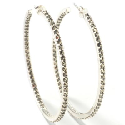 J316566 - Sterling Silver Marcasite Big Hoop Earrings