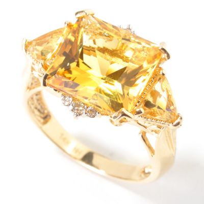 J316589 - 14K Gold Yellow Beryl & Diamond Ring