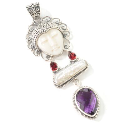 J316645 - Sterling Silver Amethyst Multi-Gem Goddess Pendant