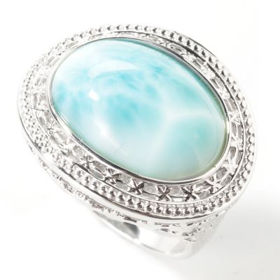 J316716 - Sterling Silver Oval Larimar East West Ring