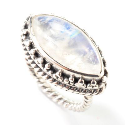 J316731 - Sterling Silver Marquise Moonstone Ring