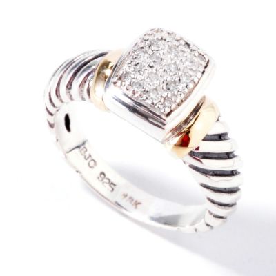 J316917 - Sterling Silver / 18K Gold Diamond Rectangular Ring