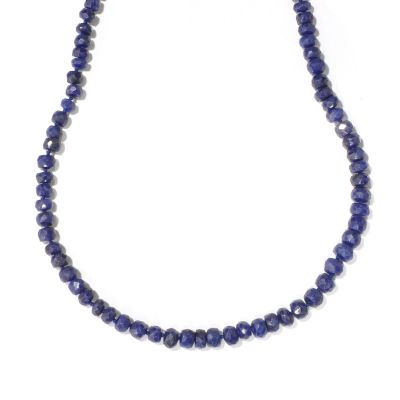 J316929 - Sterling Silver 18" Rough Sapphire, Ruby or Emerald Graduated Bead Necklace