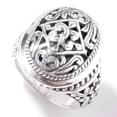 J316990 - Sterling Silver Oxidized Filigree Oval Ring