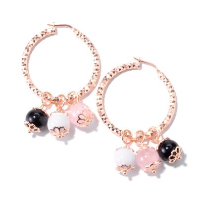 J317008 - 925 Fusion&trade; Interchangeable Gem Diamond-Cut Hoop Earrings