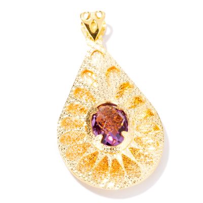 J317021 - 925 Fusion&trade; Diamond-Cut Pattern Teardrop Gemstone Pendant
