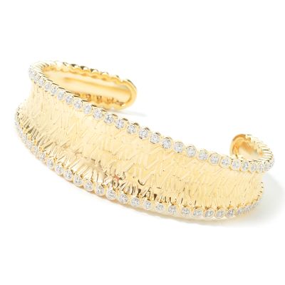 J317047 - 925 Fusion&trade; Concave Etched Diamond Accent Cuff Bracelet