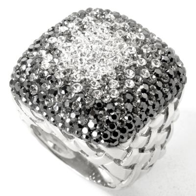 J317069 - Sterling Silver Black & White Austrian Crystal "Fade to Black" Ring