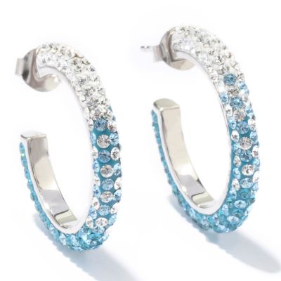 J317080 - Sterling Silver Pink or Blue Austrian Crystal "Color Me Beautiful" Earrings