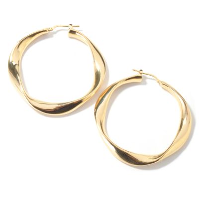 J317100 - 925 Fusion&trade; Polished Twist Runway Hoop Earrings