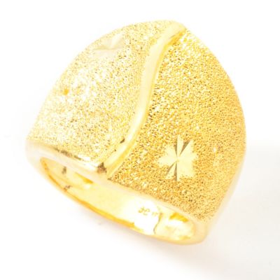 J317361 - 24K Gold Laser & Diamond-Cut Angular Ring